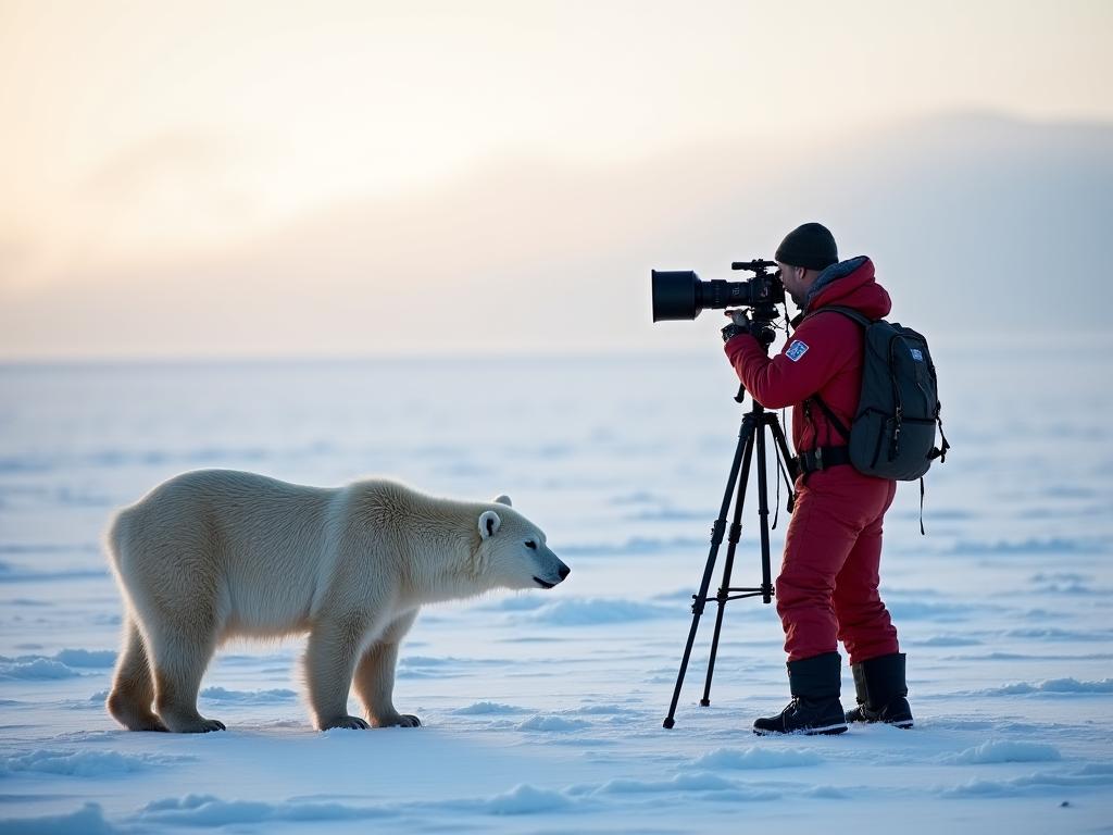 Photographer capturing Arctic wildlife