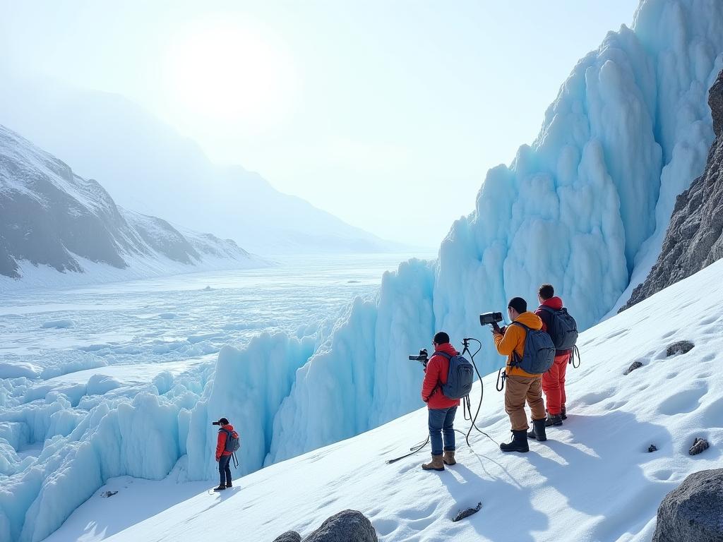 Students observing glacial changes